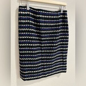 Oscar de la Renta Tweed Pattern Knee-Length Skirt Black and Purple Size 6